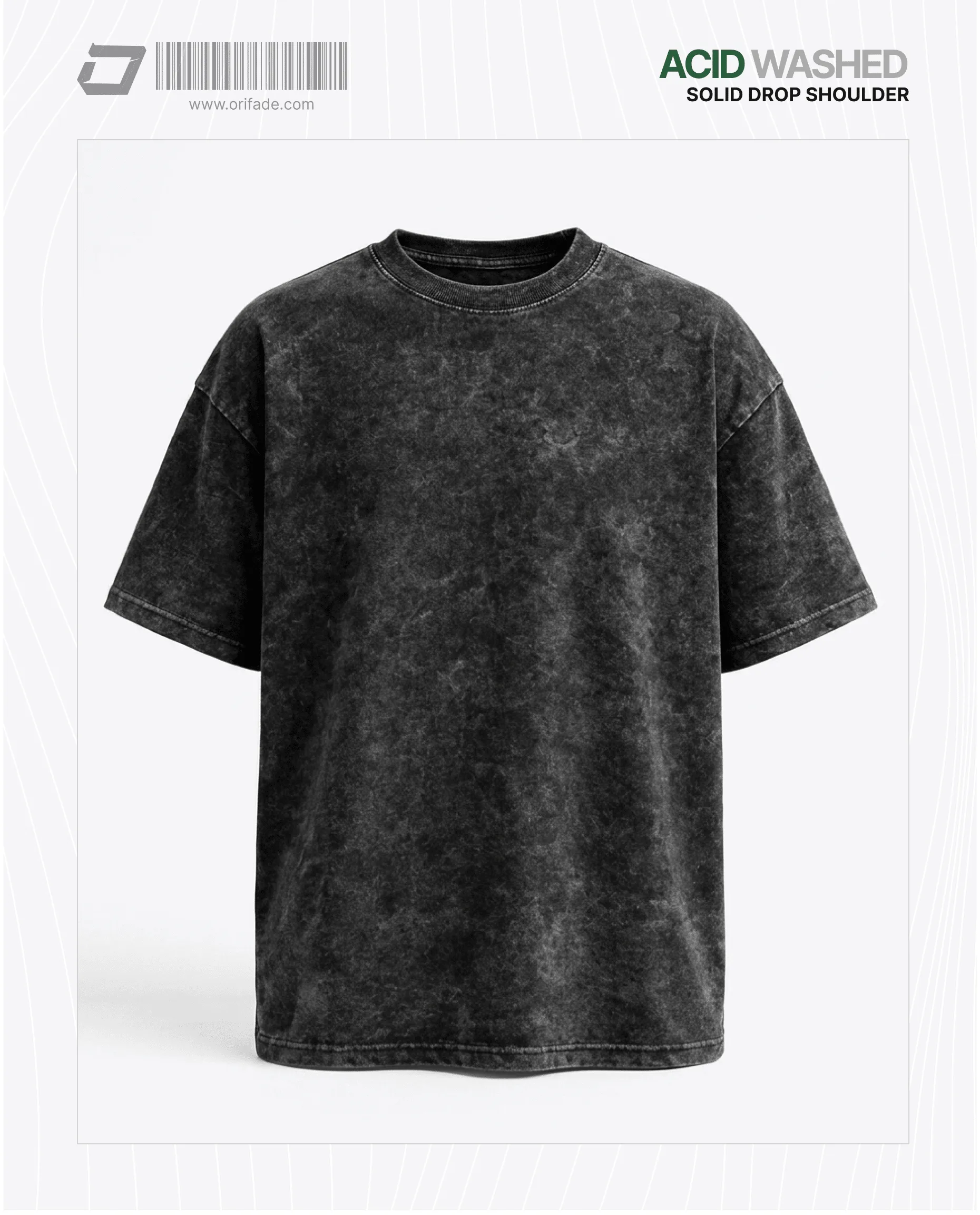 Mens Premium Drop Shoulder Acid Wash T-shirt - Black