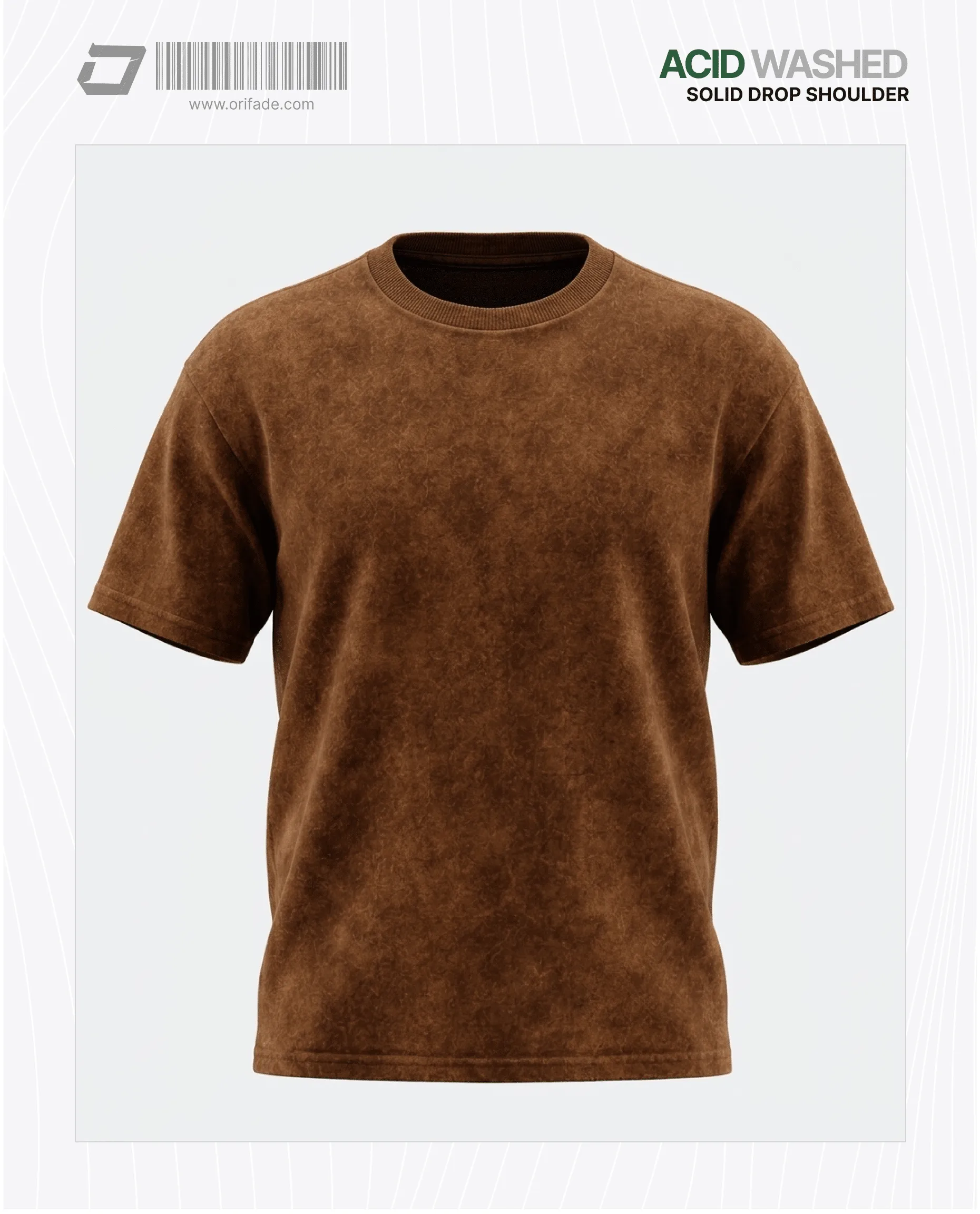 Mens Premium Drop Shoulder Acid Wash T-shirt - Brown