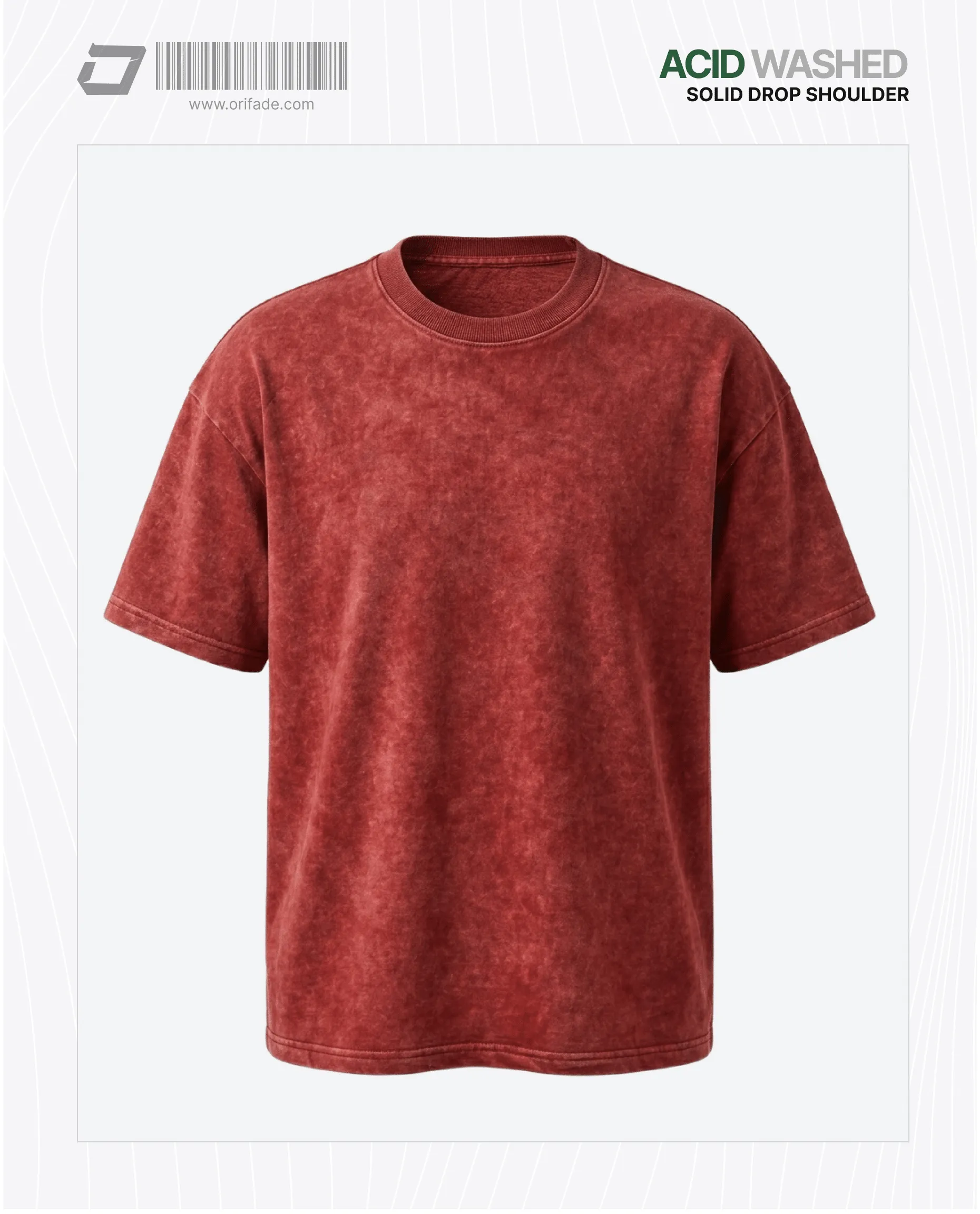 Mens Premium Drop Shoulder Acid Wash T-shirt - RED