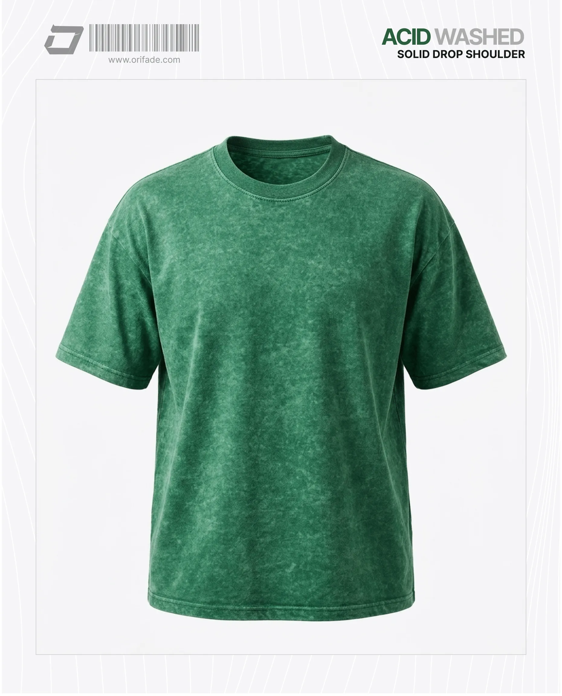 Mens Premium Drop Shoulder Acid Wash T-shirt - Green