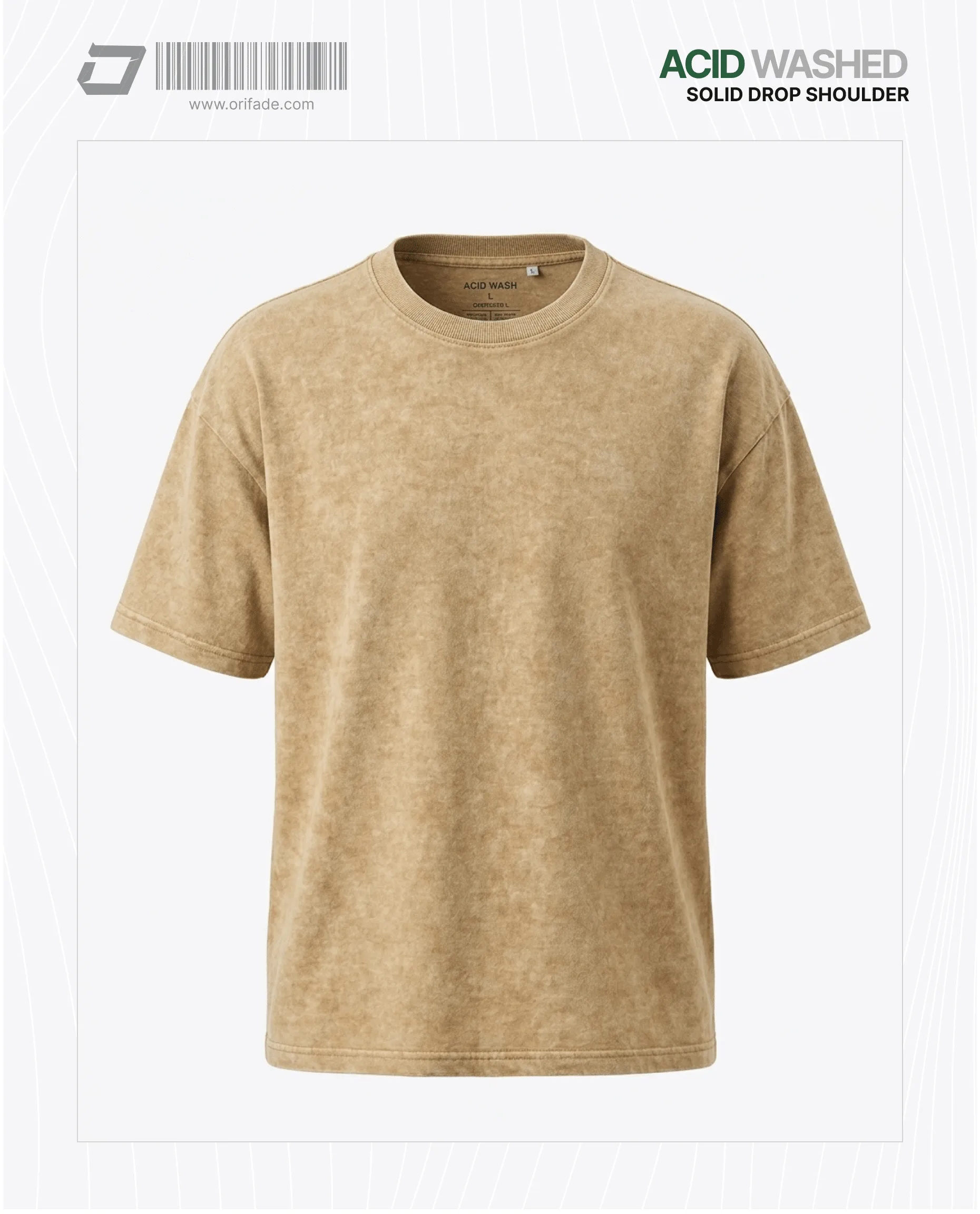 Mens Premium Drop Shoulder Acid Wash T-shirt - Cream